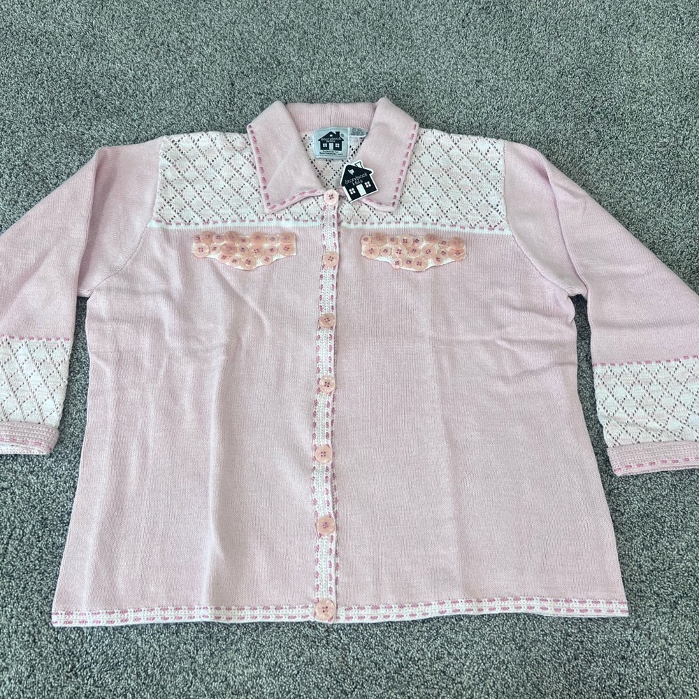 NWT! Storybook Knits Button Trends Women’s Size 3X Sweater Pink Ramie Cotton